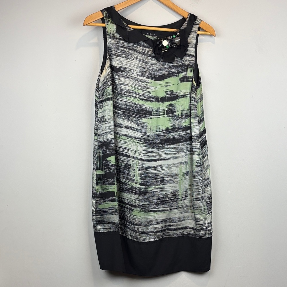 Robert Rodriguez Silk Black and Green shift Dress